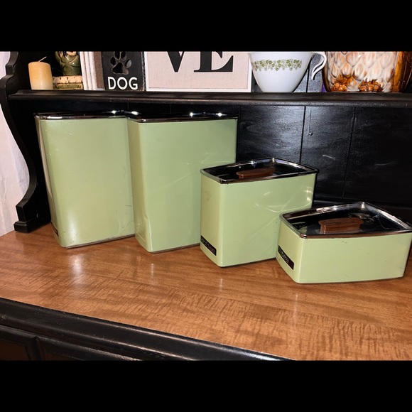 Vintage Lincoln Beautyware 4 Piece Canister Set Avocado Green Mid Century 1960s - Picture 2 of 10